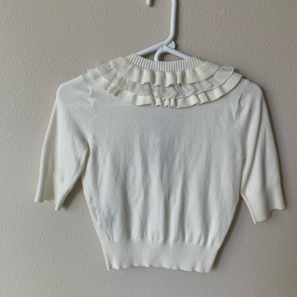 Rampage crop sweater with ruffles NWT white Macy’s - Picture 3 of 6